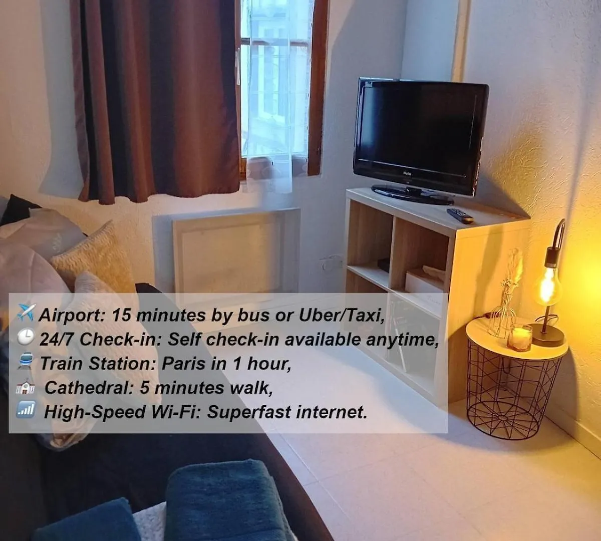 Heart Of Beauvais Airport 15 Min By Bus, Studio location